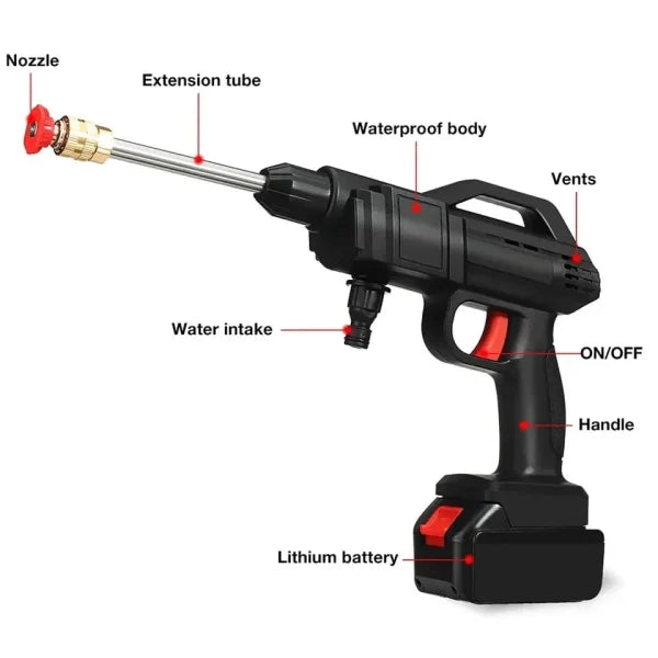 Automatic Cordless Wireless Car Wash Spray Gun High Pressure 48v Lithium Water Jet Foam Car Washer Gun ( Without Box)