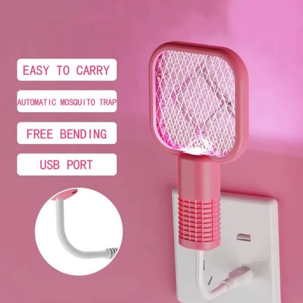 Mini Usb Rechargeable Mosquito Racket With Uv Light – Portable Electric Bug Zapper & Fly Swatter For Indoor/outdoor Use, Home, Office, Travel & Camping
