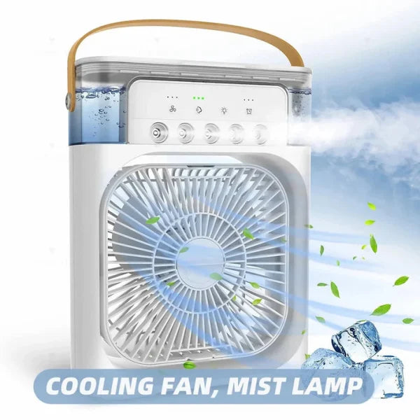 Portable Air Conditioner Fan Usb Electric Fan With Led Night Light, Fine Mist Water, And Humidifier Function | Led Night Light Water Mist 10inch (random Color)