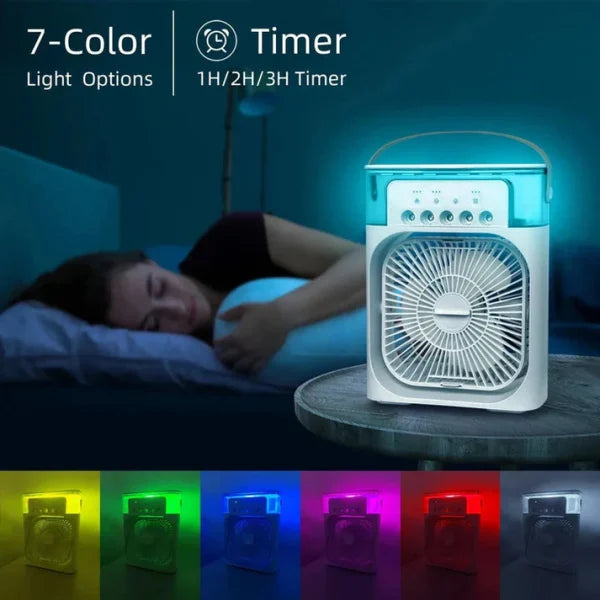 Portable Air Conditioner Fan Usb Electric Fan With Led Night Light, Fine Mist Water, And Humidifier Function | Led Night Light Water Mist 10inch (random Color)